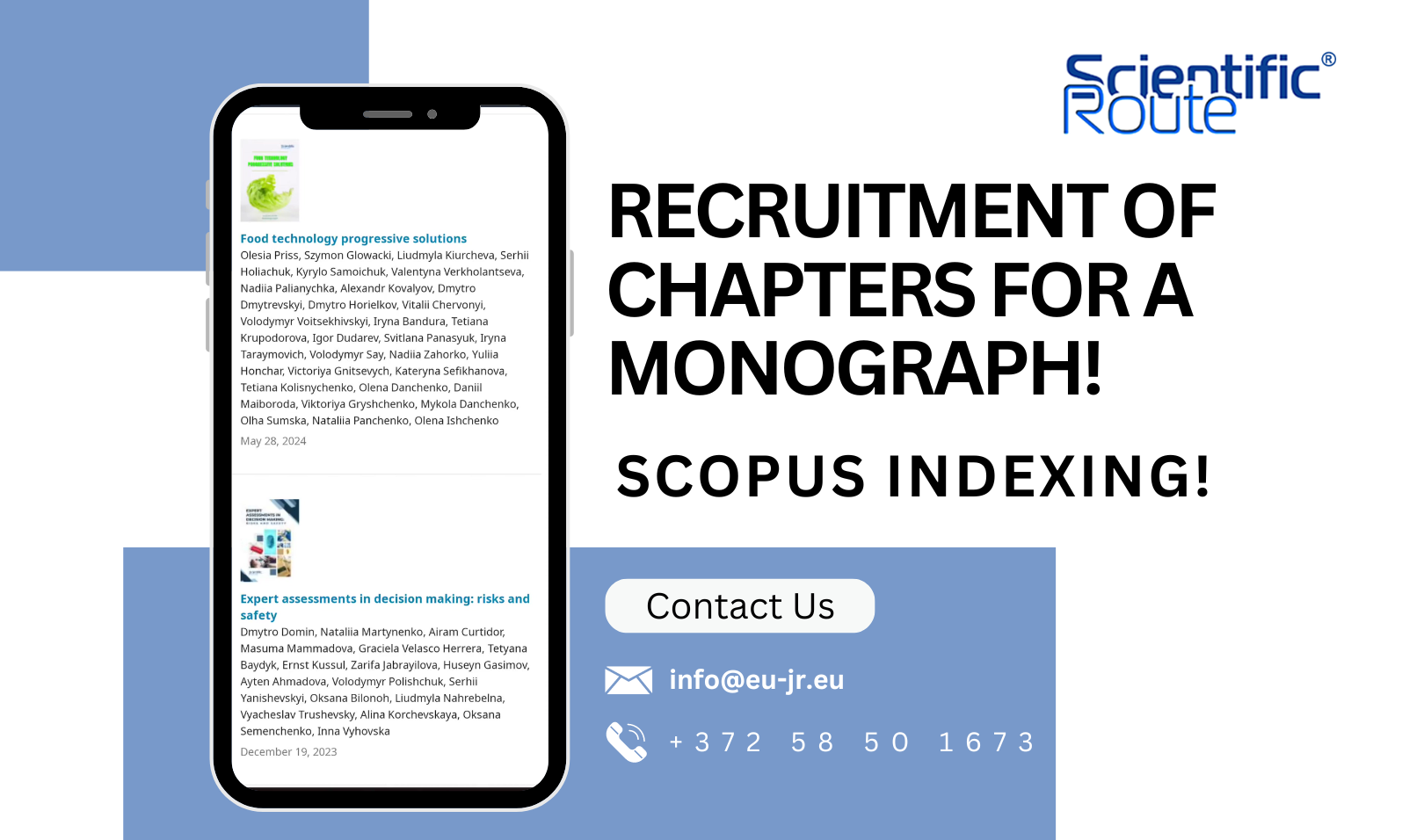 Partners report: Chapters for collective monographs are being accepted! Scopus indexation!